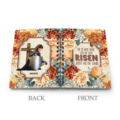 Personalized Woman Warrior Of God He is Not Here He is Risen Just as He Said Matthew 28:6 Spiral Journal