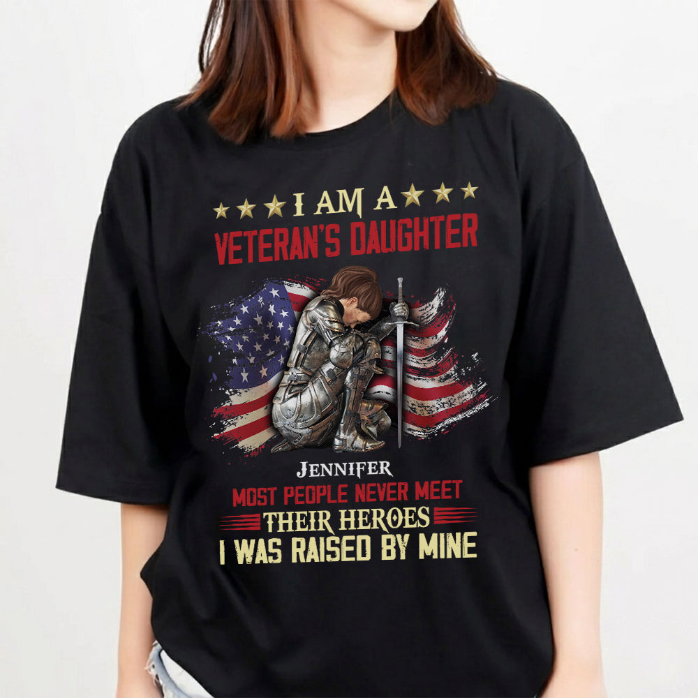 Personalized Woman Warrior Of God I Am A Veteran's Daughter T-Shirt