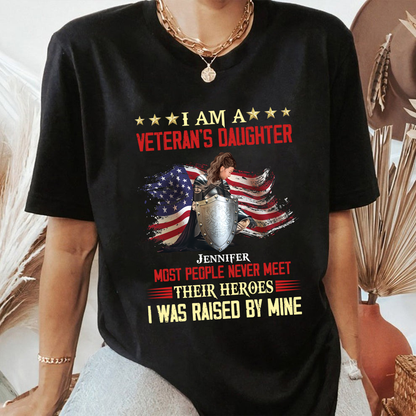 Personalized Woman Warrior Of God I Am A Veteran's Daughter T-Shirt