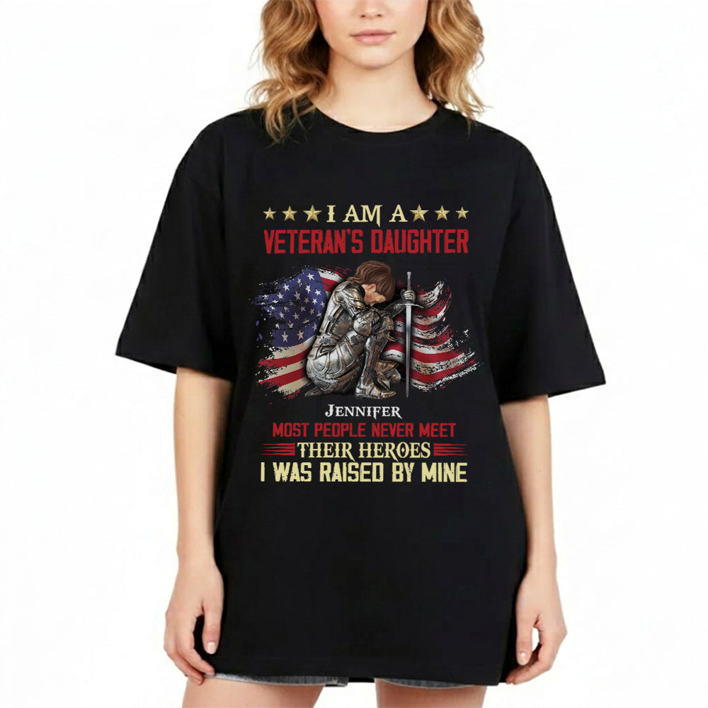 Personalized Woman Warrior Of God I Am A Veteran's Daughter T-Shirt