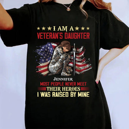 Personalized Woman Warrior Of God I Am A Veteran's Daughter T-Shirt