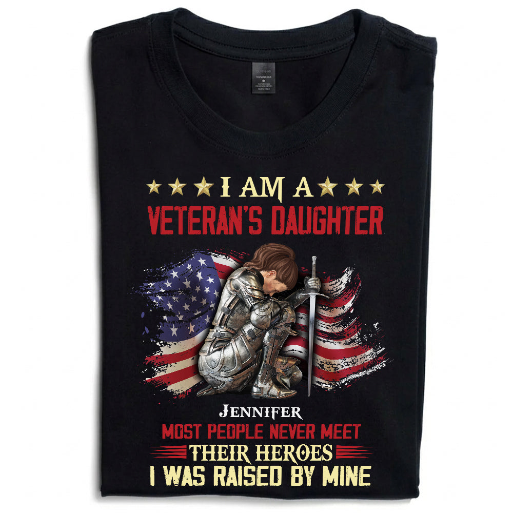 Personalized Woman Warrior Of God I Am A Veteran's Daughter T-Shirt