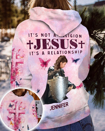 Personalized Woman Warrior Of God It's a Relationship with Jesus 3D All Over Print T-Shirt And Hoodie