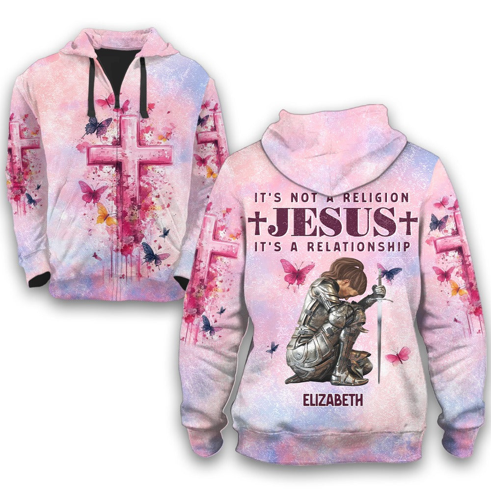 Personalized Woman Warrior Of God It's a Relationship with Jesus 3D All Over Print T-Shirt And Hoodie