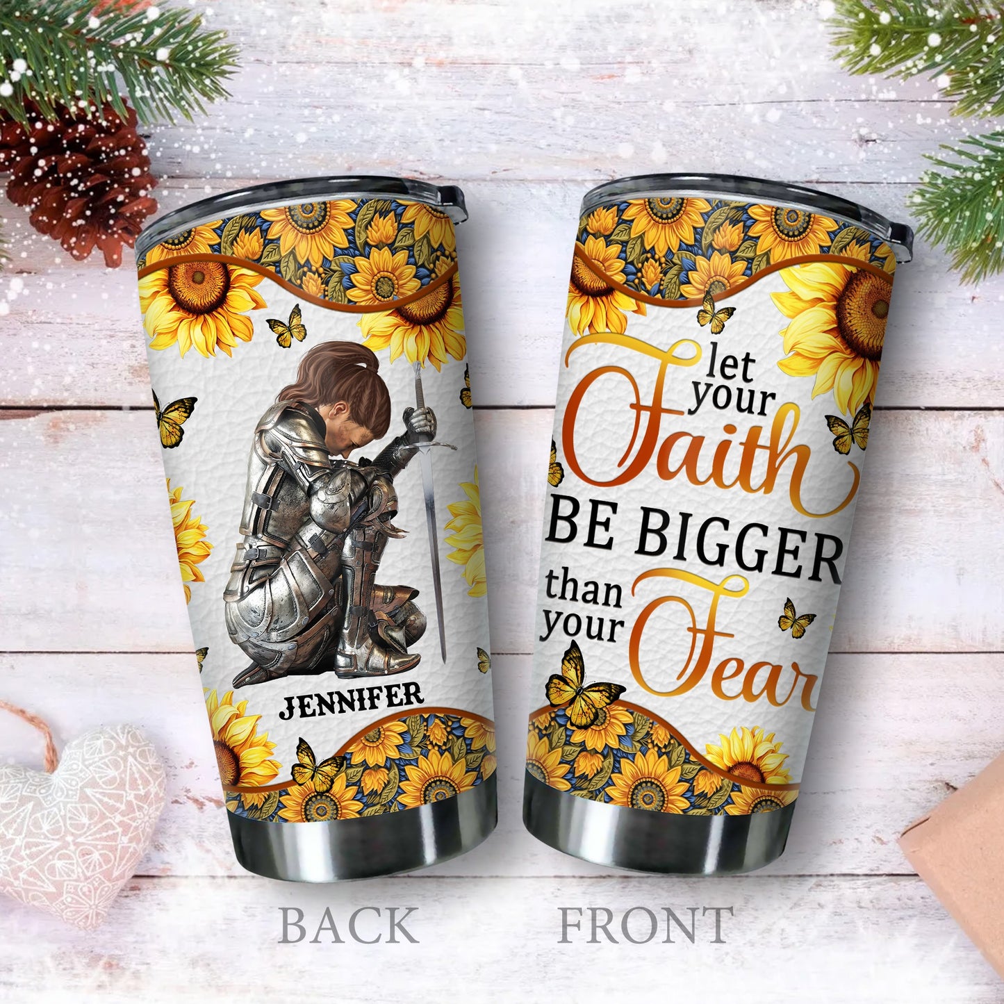 Personalized Woman Warrior Of God Let Your Faith Be Bigger Than Your Fear Tumbler