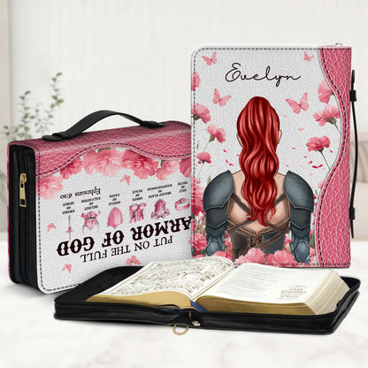 Personalized Woman Warrior Of God Put On The Full Armor Of God Ephesians 6-10 Leather Bible Cover