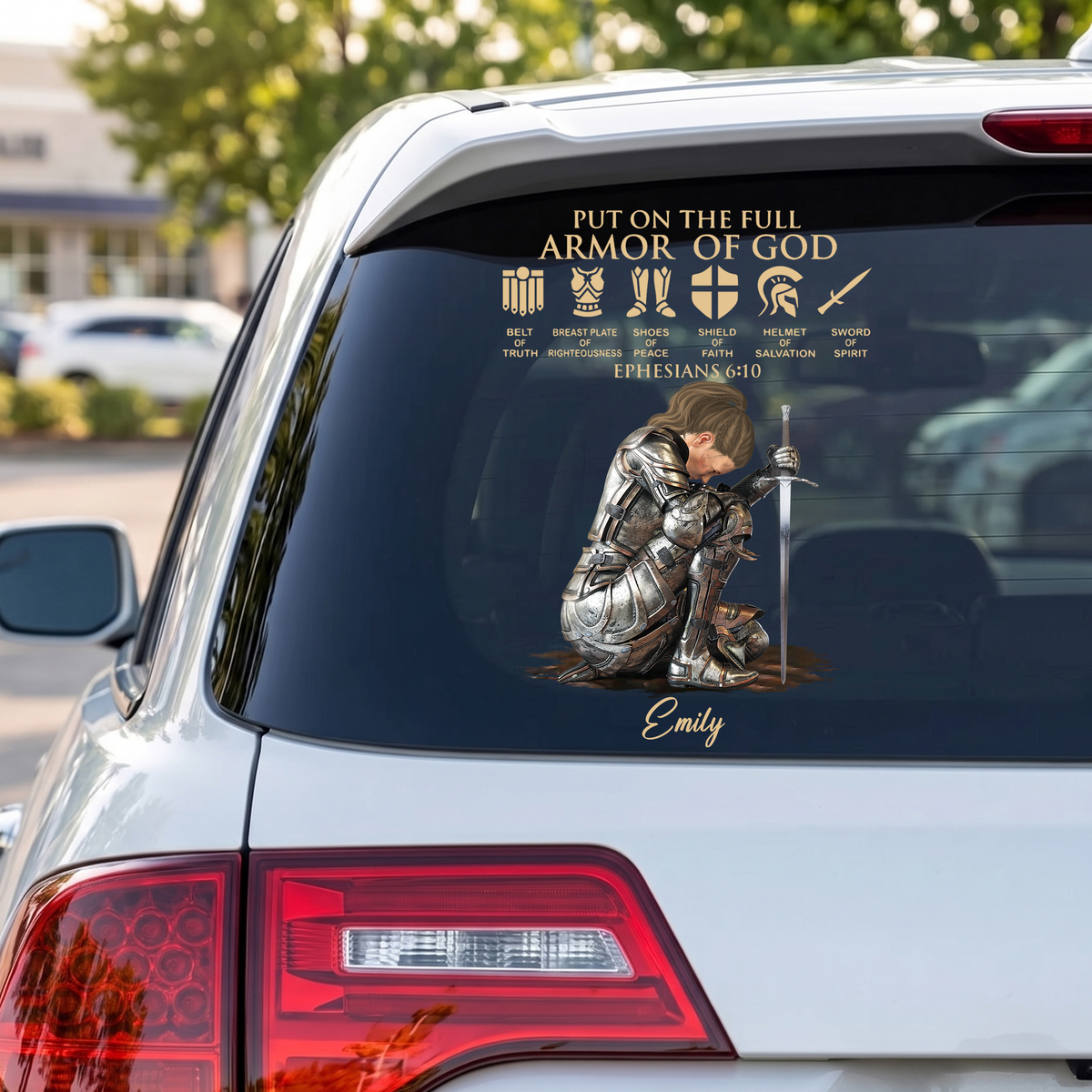 Personalized Woman Warrior Of God Put On The Full Armor of God Ephesians 6-10 Sticker Decal