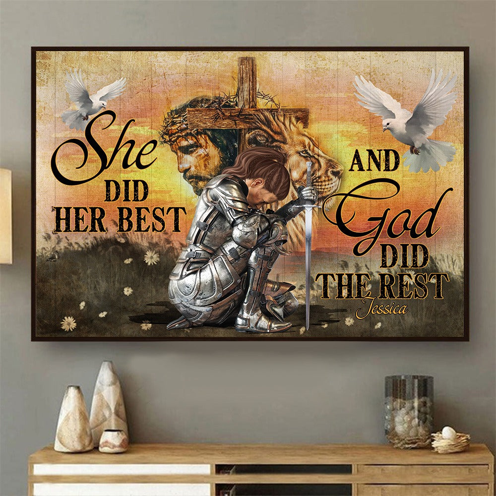 Personalized Woman Warrior Of God She Did Her Best and God Did the Rest Poster Canvas