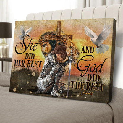 Personalized Woman Warrior Of God She Did Her Best and God Did the Rest Poster Canvas