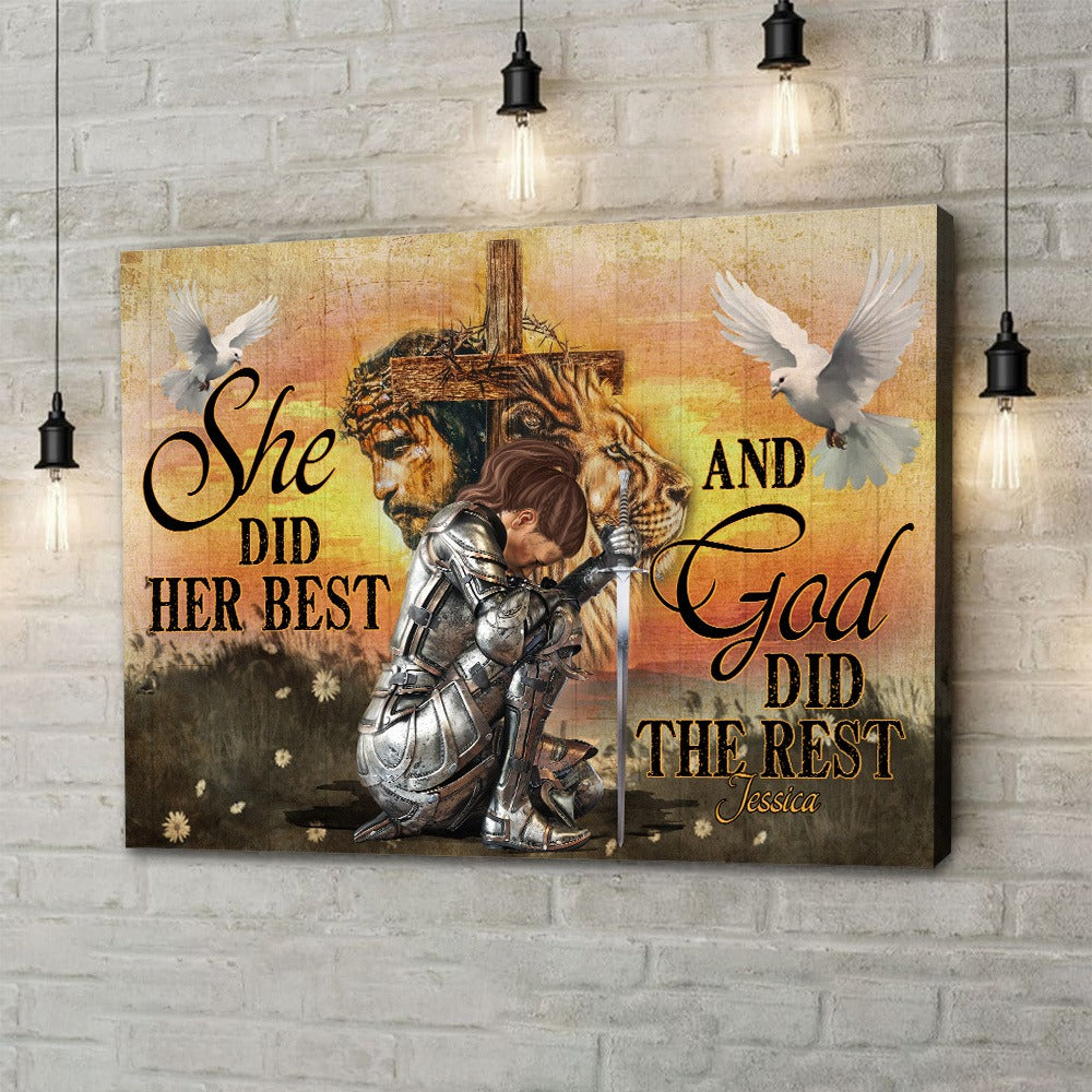 Personalized Woman Warrior Of God She Did Her Best and God Did the Rest Poster Canvas