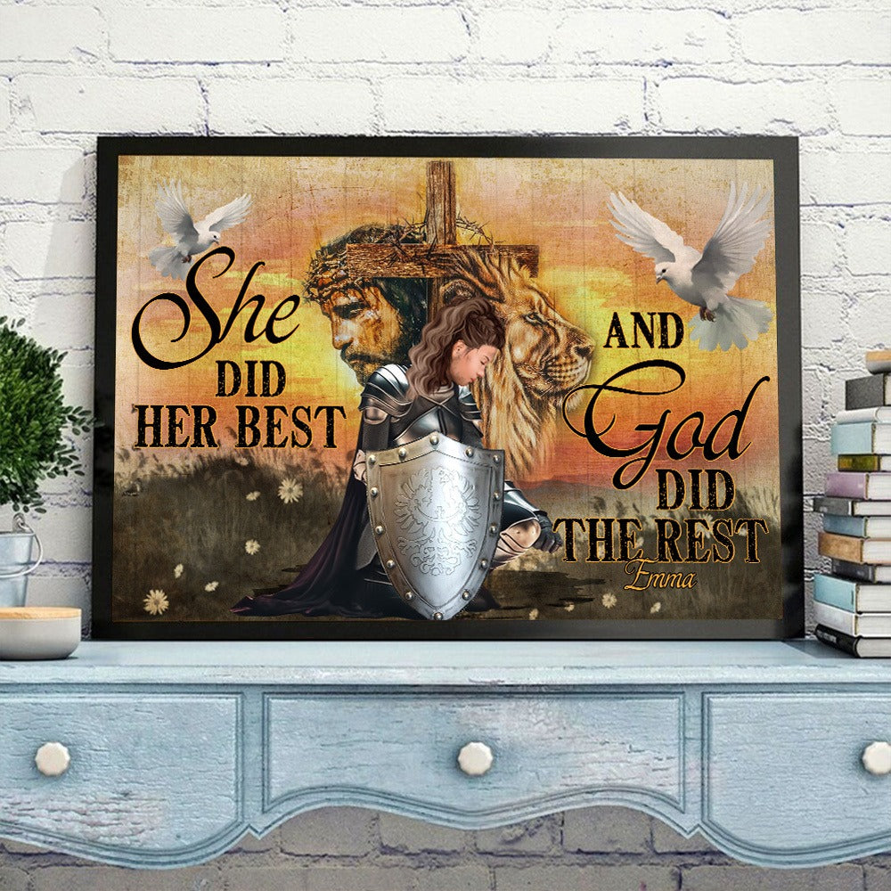 Personalized Woman Warrior Of God She Did Her Best and God Did the Rest Poster Canvas