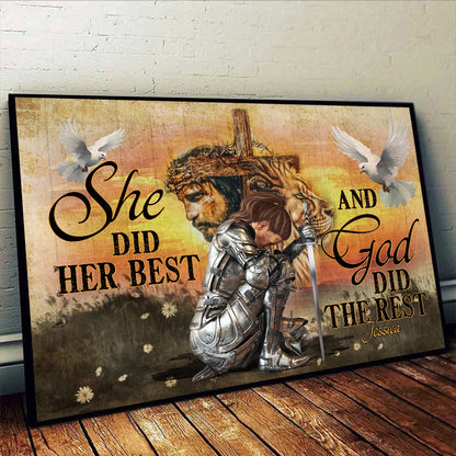 Personalized Woman Warrior Of God She Did Her Best and God Did the Rest Poster Canvas