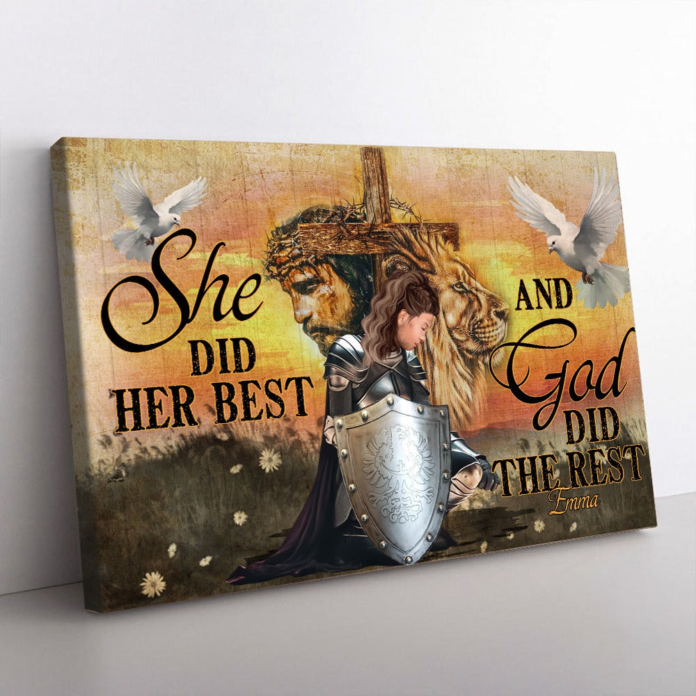 Personalized Woman Warrior Of God She Did Her Best and God Did the Rest Poster Canvas