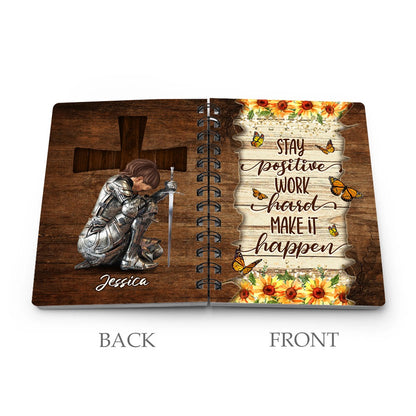 Personalized Woman Warrior Of God Stay Positive Work Hard Make it Happen Spiral Journal