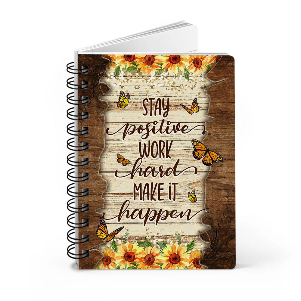 Personalized Woman Warrior Of God Stay Positive Work Hard Make it Happen Spiral Journal