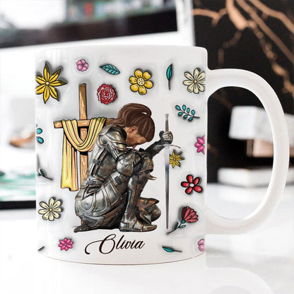 Personalized Woman Warrior Of God The Grass Withers The Flowers Fade 3D Inflated Effect White Mug