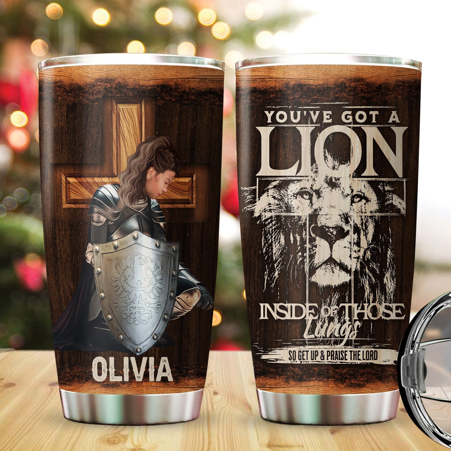 Personalized Woman Warrior Of God You've Got A Lion Inside Of Those Lungs Tumbler