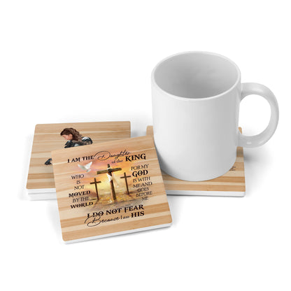 Personalized Woman Warrior Put On Armor Of God-Daughter Of King-Prosper Isaiah 54:17 Stone Coasters (Set Of 4)