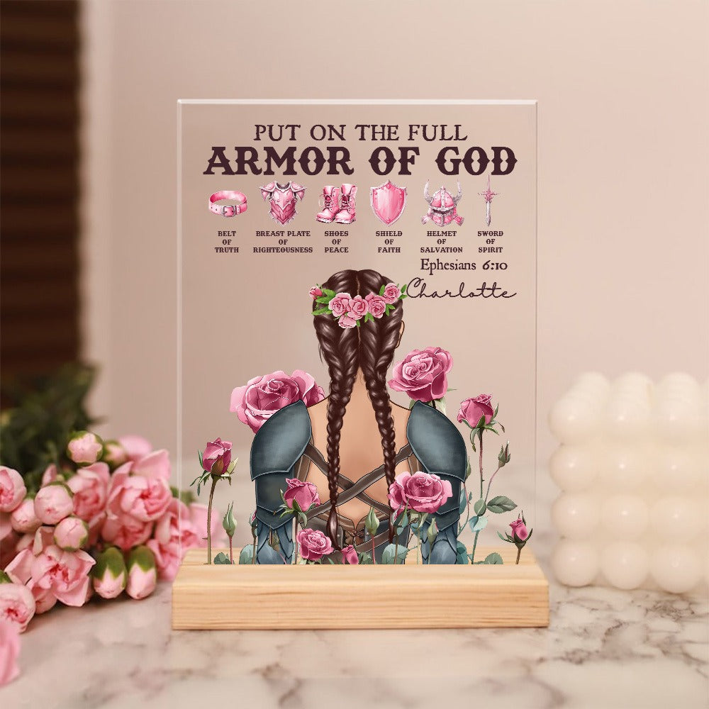 Personalized Woman Warrior Put On The Full Armor Of God Ephesians 6:10 Acrylic Plaque