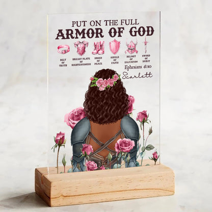 Personalized Woman Warrior Put On The Full Armor Of God Ephesians 6:10 Acrylic Plaque