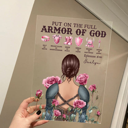 Personalized Woman Warrior Put On The Full Armor Of God Ephesians 6:10 Acrylic Plaque