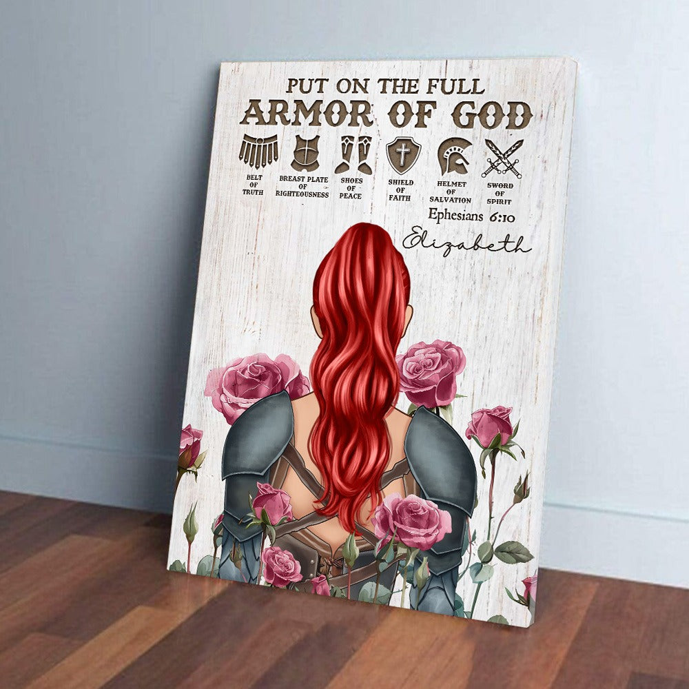 Personalized Woman Warrior Put On The Full Armor Of God Ephesians 6:10 Poster Canvas