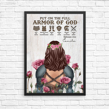 Personalized Woman Warrior Put On The Full Armor Of God Ephesians 6:10 Poster Canvas