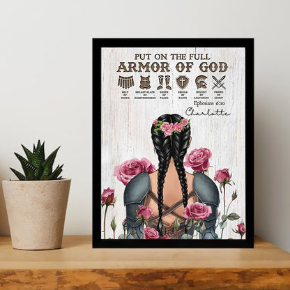 Personalized Woman Warrior Put On The Full Armor Of God Ephesians 6:10 Poster Canvas