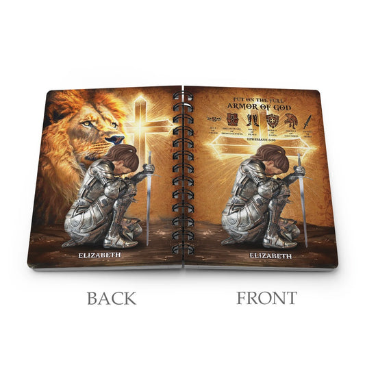 Personalized Woman Warrior Put On The Full Armor Of God Ephesians 6:10 Spiral Journal