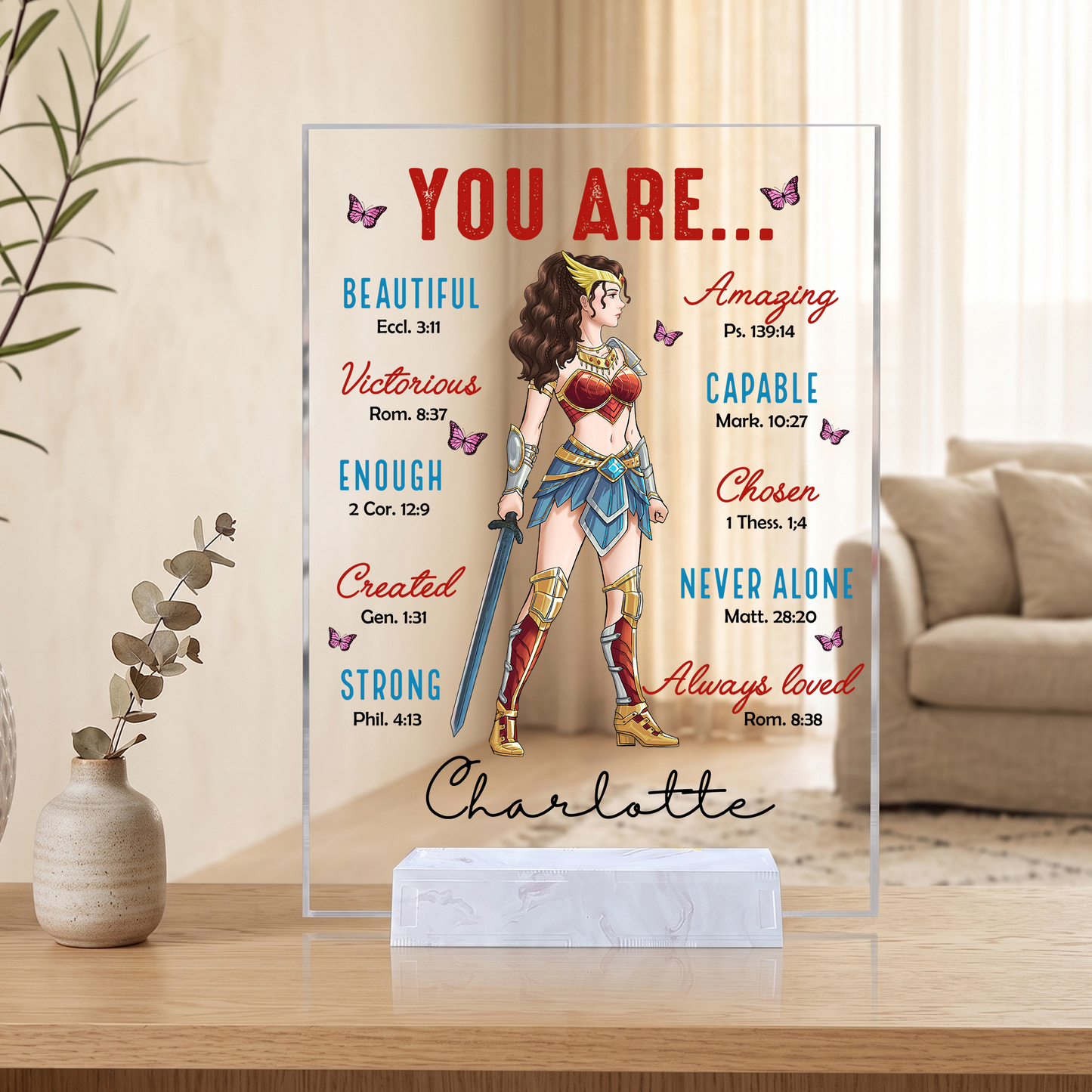 Personalized Woman Warrior You Are Beautiful Amazing Victorious Capable Acrylic Plaque
