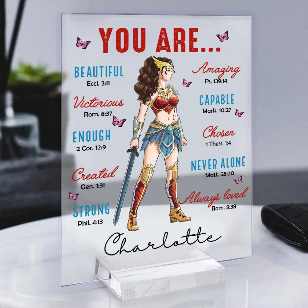 Personalized Woman Warrior You Are Beautiful Amazing Victorious Capable Acrylic Plaque