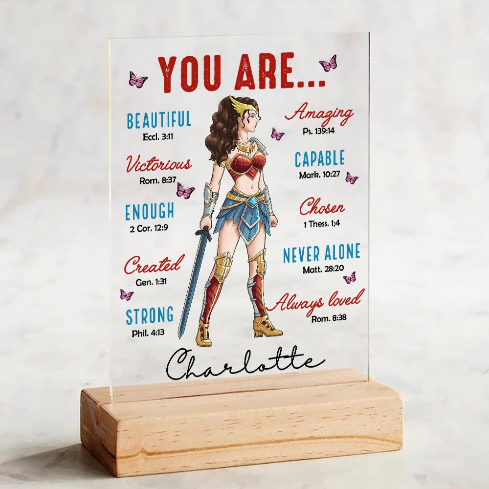 Personalized Woman Warrior You Are Beautiful Amazing Victorious Capable Acrylic Plaque