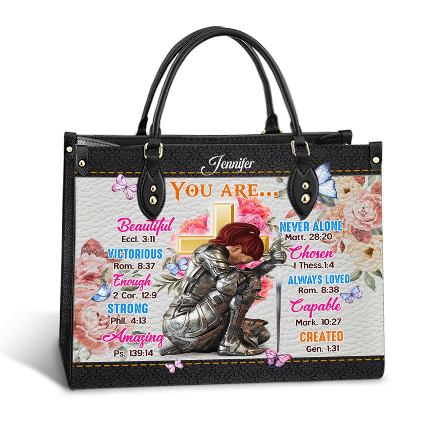 Personalized Woman Warrior You Are Beautiful Victorious Enough Created Strong Amazing Leather Bag