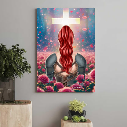 Personalized Woman Warrior in Rose Garden Faith-Inspired Poster Canvas