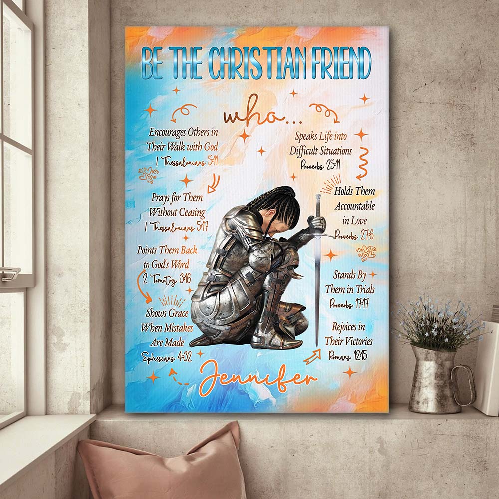 Personalized Woman Warrior of God Be The Christian Friend Poster Canvas