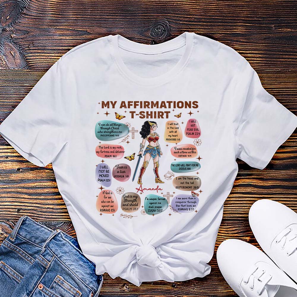 Personalized Woman Warrior of God Bible Verse Affirmation I Can Do All Things Through Christ T-Shirt