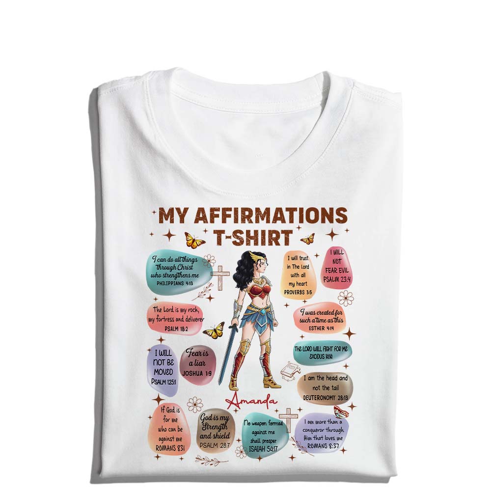 Personalized Woman Warrior of God Bible Verse Affirmation I Can Do All Things Through Christ T-Shirt