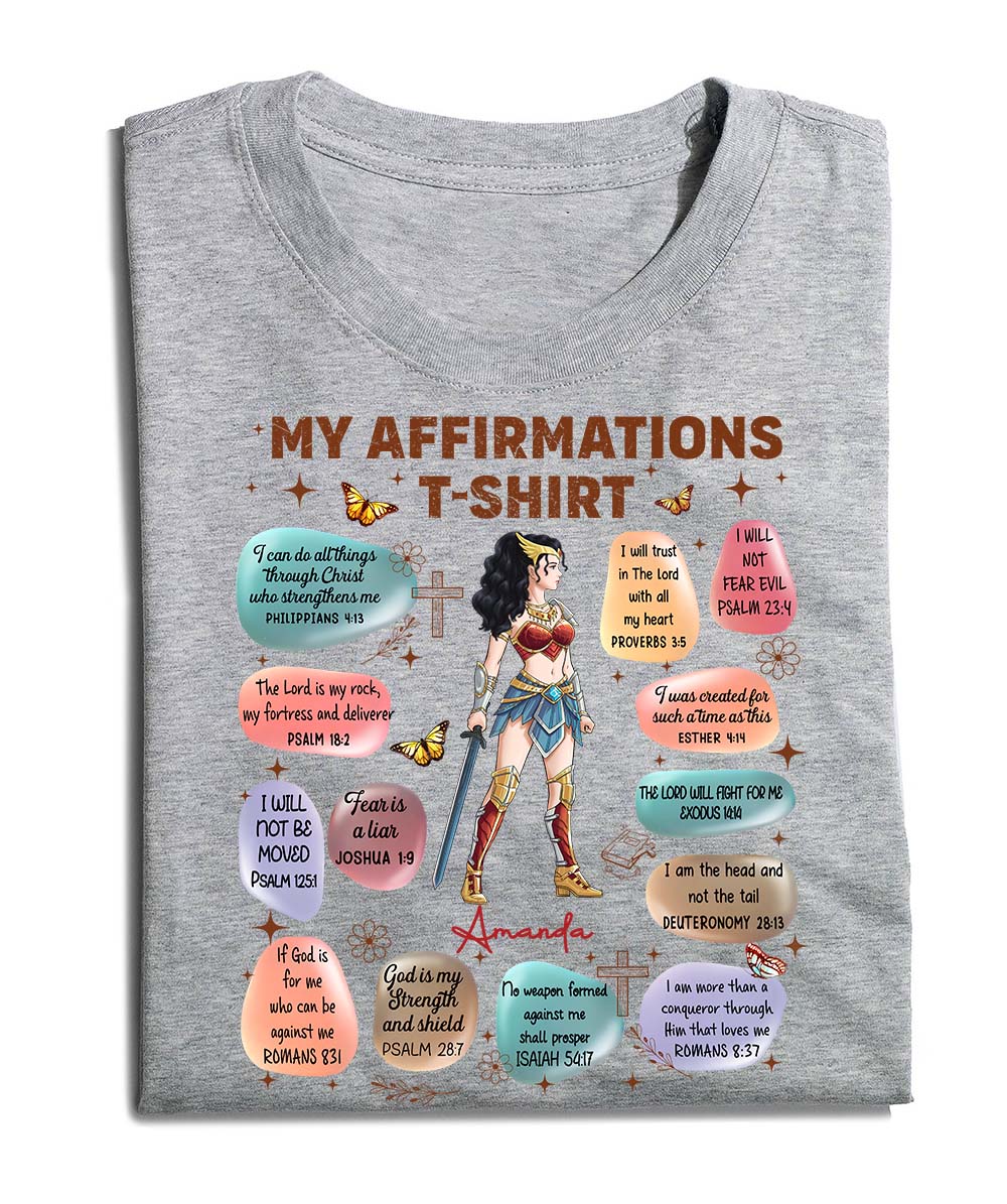 Personalized Woman Warrior of God Bible Verse Affirmation I Can Do All Things Through Christ T-Shirt