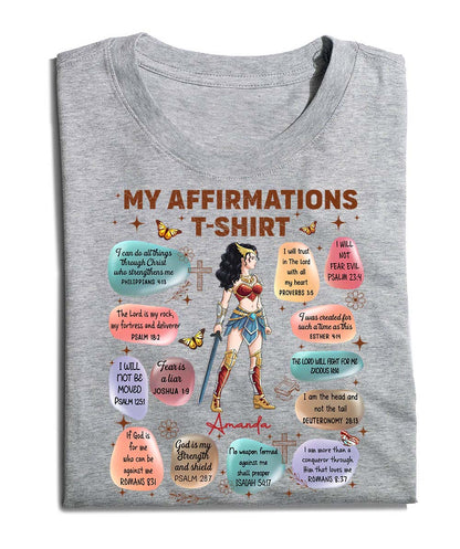 Personalized Woman Warrior of God Bible Verse Affirmation I Can Do All Things Through Christ T-Shirt