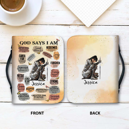 Personalized Woman Warrior of God God Says I Am Special Loved Unique Leather Bible Cover