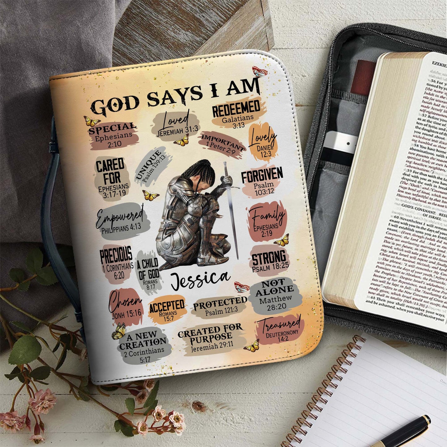 Personalized Woman Warrior of God God Says I Am Special Loved Unique Leather Bible Cover