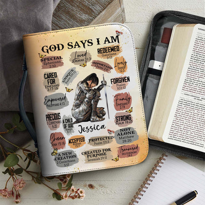 Personalized Woman Warrior of God God Says I Am Special Loved Unique Leather Bible Cover