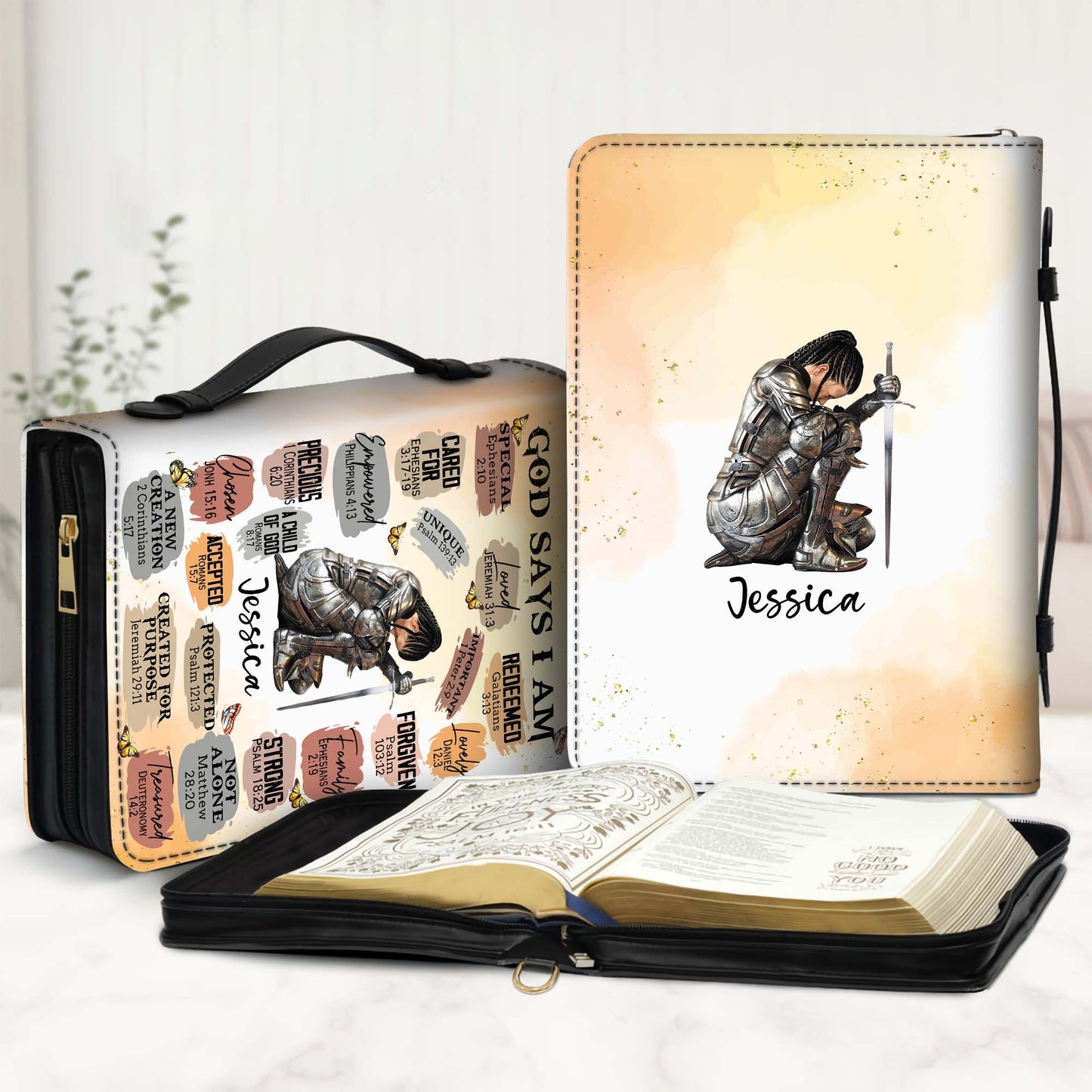 Personalized Woman Warrior of God God Says I Am Special Loved Unique Leather Bible Cover