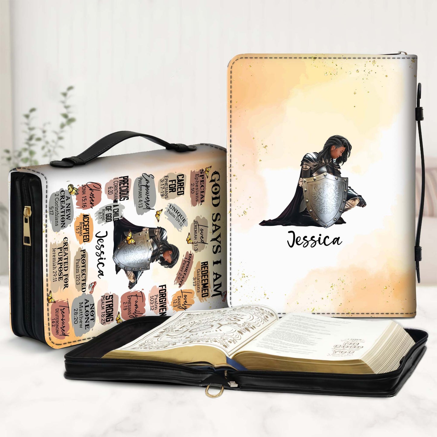 Personalized Woman Warrior of God God Says I Am Special Loved Unique Leather Bible Cover