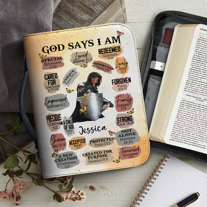 Personalized Woman Warrior of God God Says I Am Special Loved Unique Leather Bible Cover