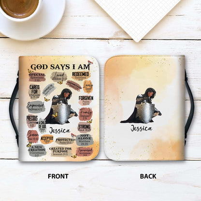 Personalized Woman Warrior of God God Says I Am Special Loved Unique Leather Bible Cover