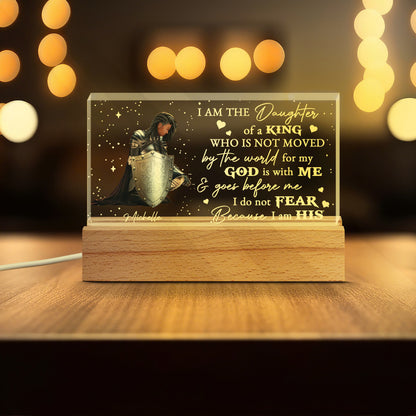 Personalized Woman Warrior of God I Am The Daughter Of A King Acrylic Plaque Led Light Night