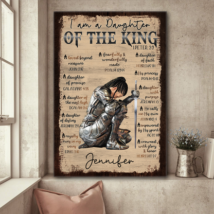 Personalized Woman Warrior of God I Am a Daughter of the King 1 Peter 2:9 Poster Canvas