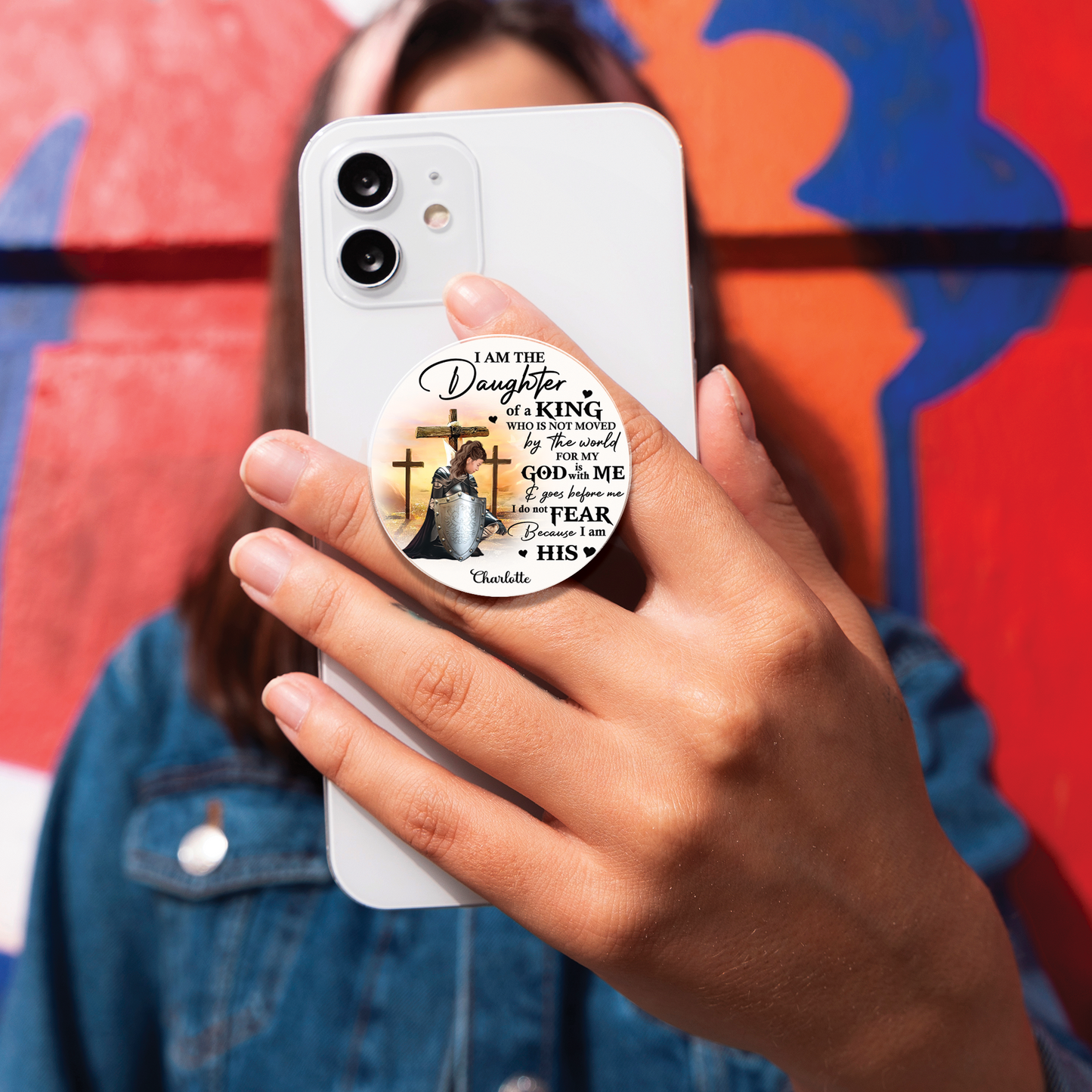 Personalized Woman Warrior of God I Am the Daughter of a King Acrylic Magnetic Phone Grip