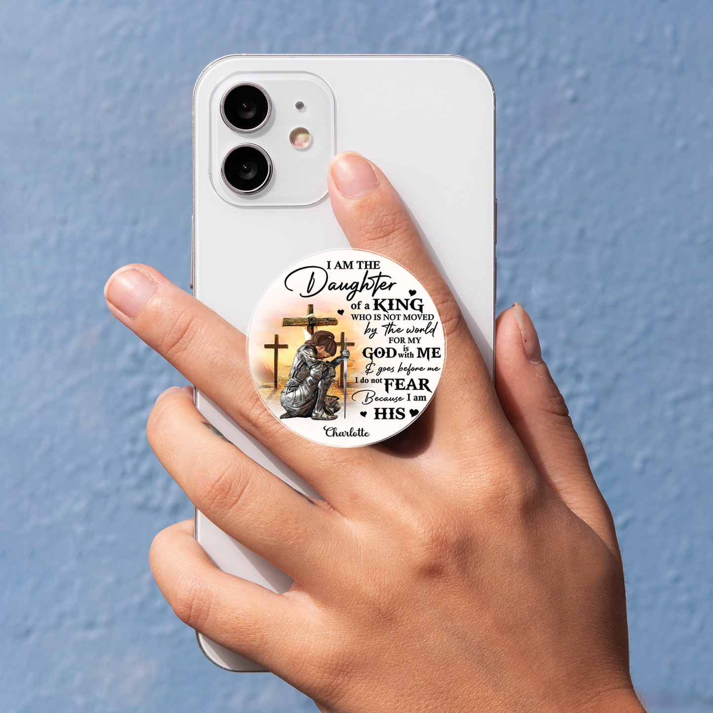 Personalized Woman Warrior of God I Am the Daughter of a King Acrylic Magnetic Phone Grip